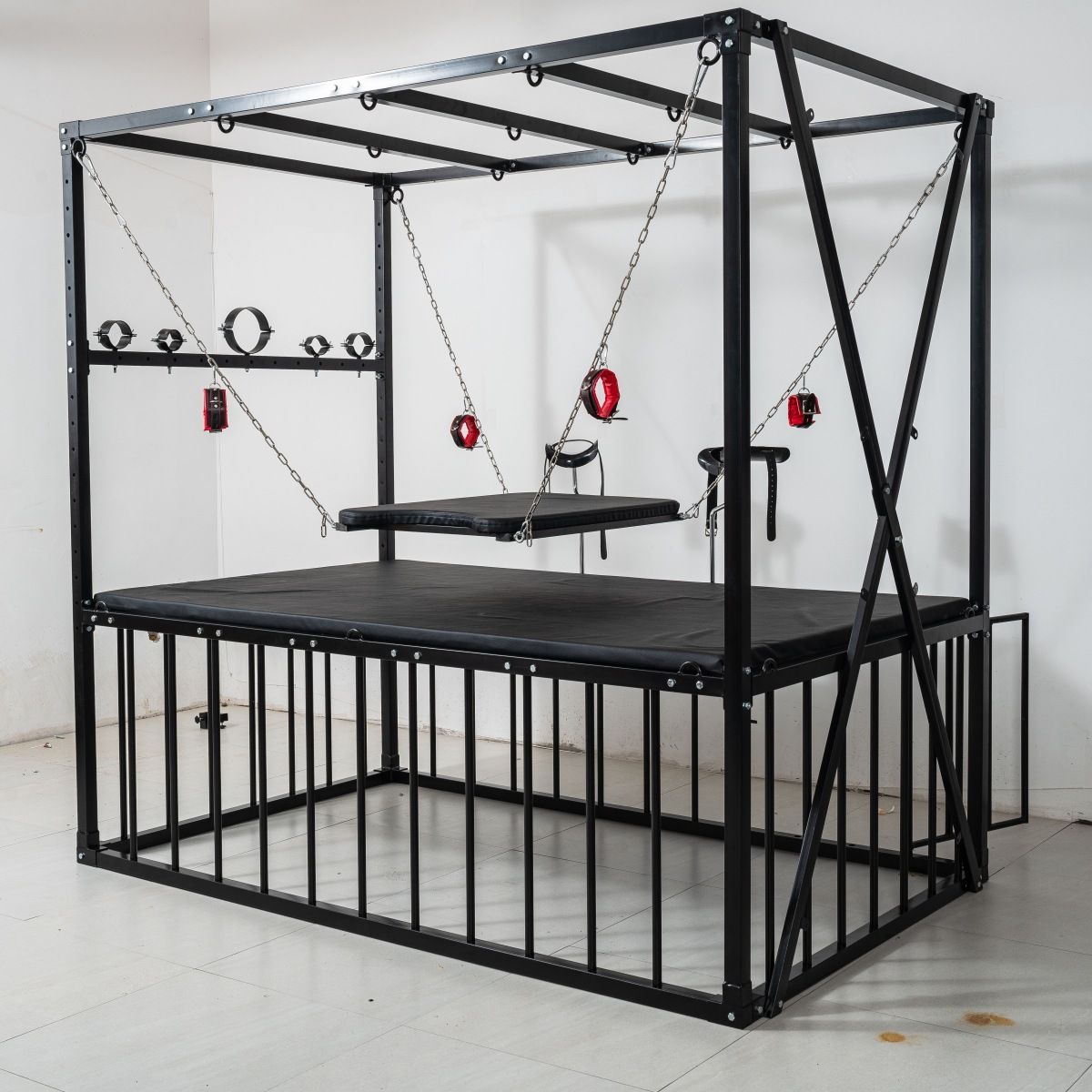 BDSM Adult Sex Furniture Adjustment Classroom Props Torture Bed X Rack Integrated Dog Cage Punishment Bondage Large Restraint Rack