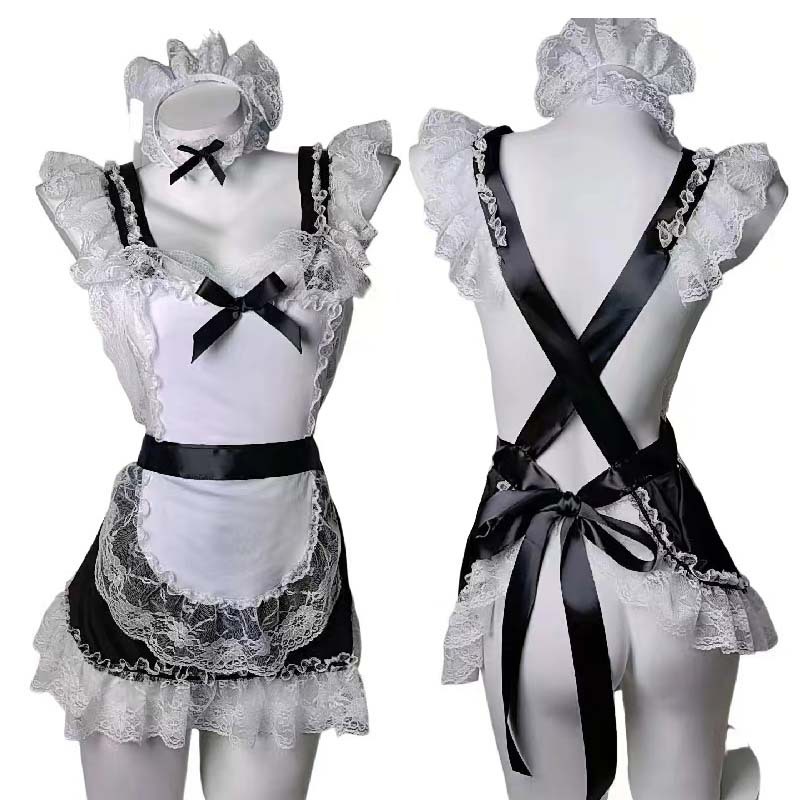 Sexy hot cosplay maid passion lace uniform seduces maid outfit